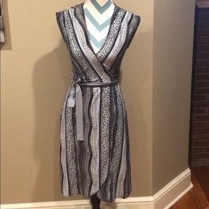 BCBGMaxAzria Black and White Striped Midi Dress